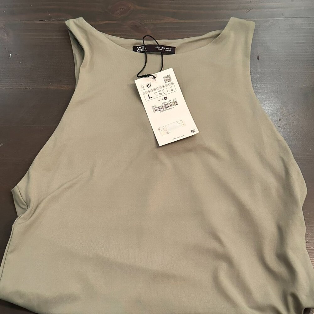 NWT - Silky Zara High Neck Sleeveless Bodysuit - Moss Green - Size L - ~NWT~